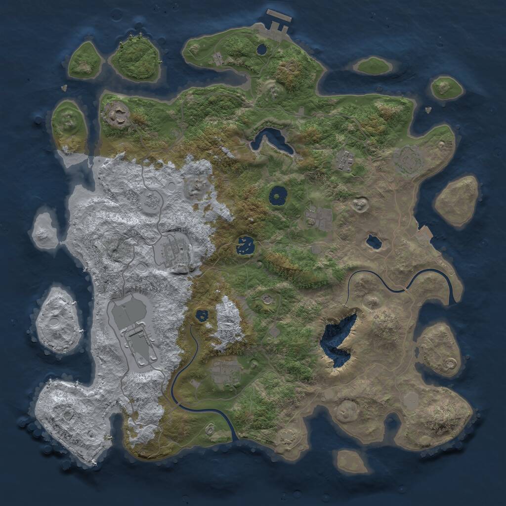Rust Map: Procedural Map, Size: 4000, Seed: 1172391456, 13 Monuments