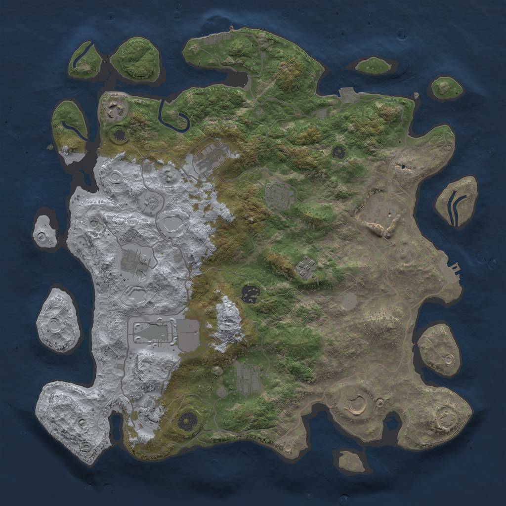 Rust Map: Procedural Map, Size: 4000, Seed: 1172391456, 19 Monuments