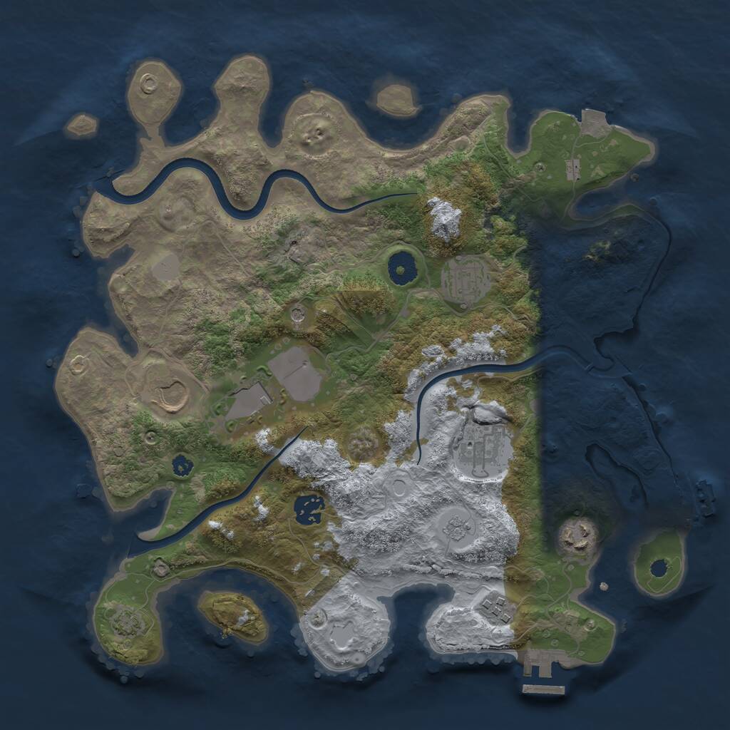 Rust Map: Procedural Map, Size: 3500, Seed: 450158556, 13 Monuments