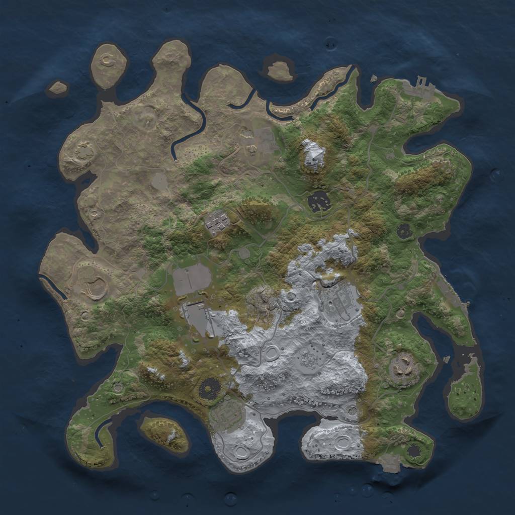 Rust Map: Procedural Map, Size: 3500, Seed: 450158556, 16 Monuments