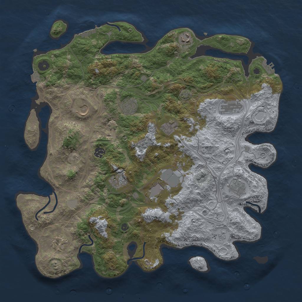 Rust Map: Procedural Map, Size: 4250, Seed: 411784075, 19 Monuments