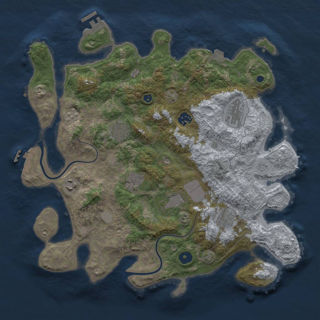 Rust Map: Procedural Map, Size: 3750, Seed: 63592, 14 Monuments