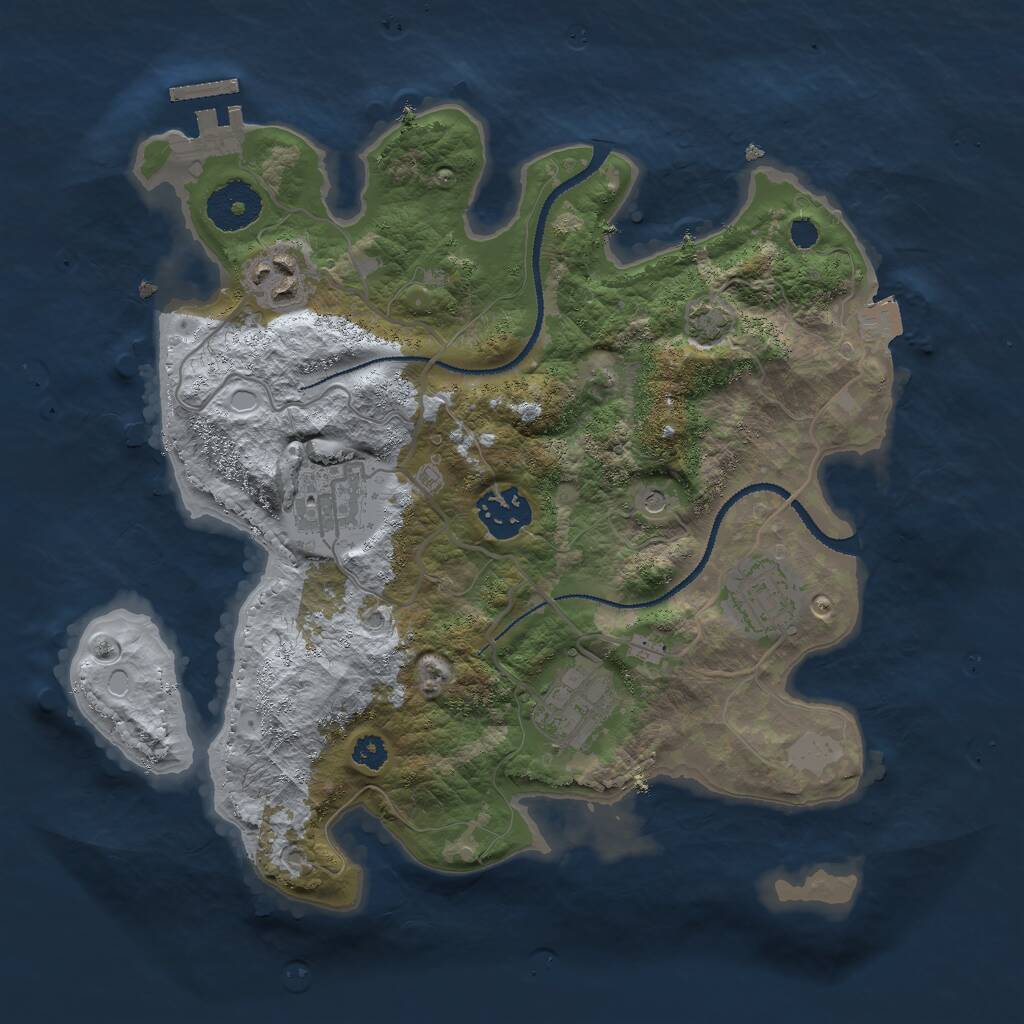 Rust Map: Procedural Map, Size: 3000, Seed: 1135998399, 9 Monuments