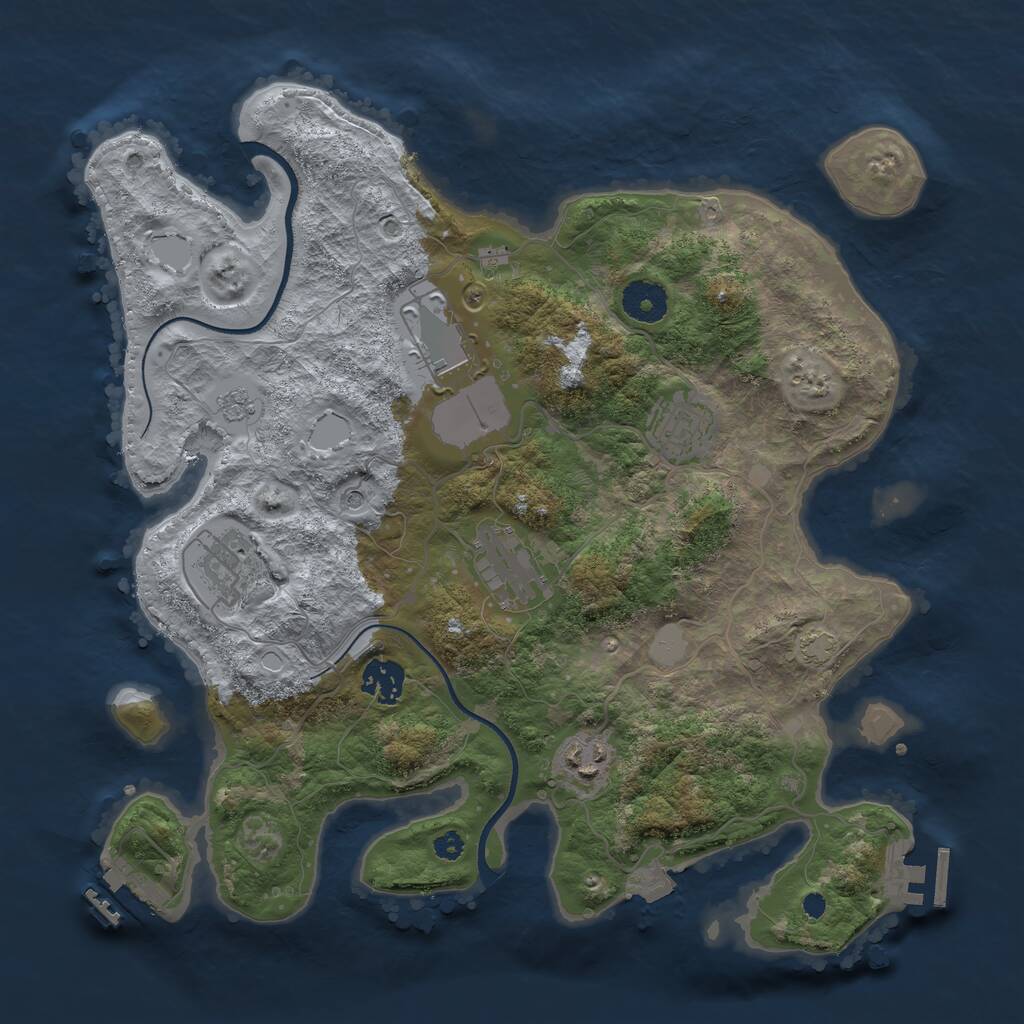 Rust Map: Procedural Map, Size: 3500, Seed: 1938327415, 12 Monuments
