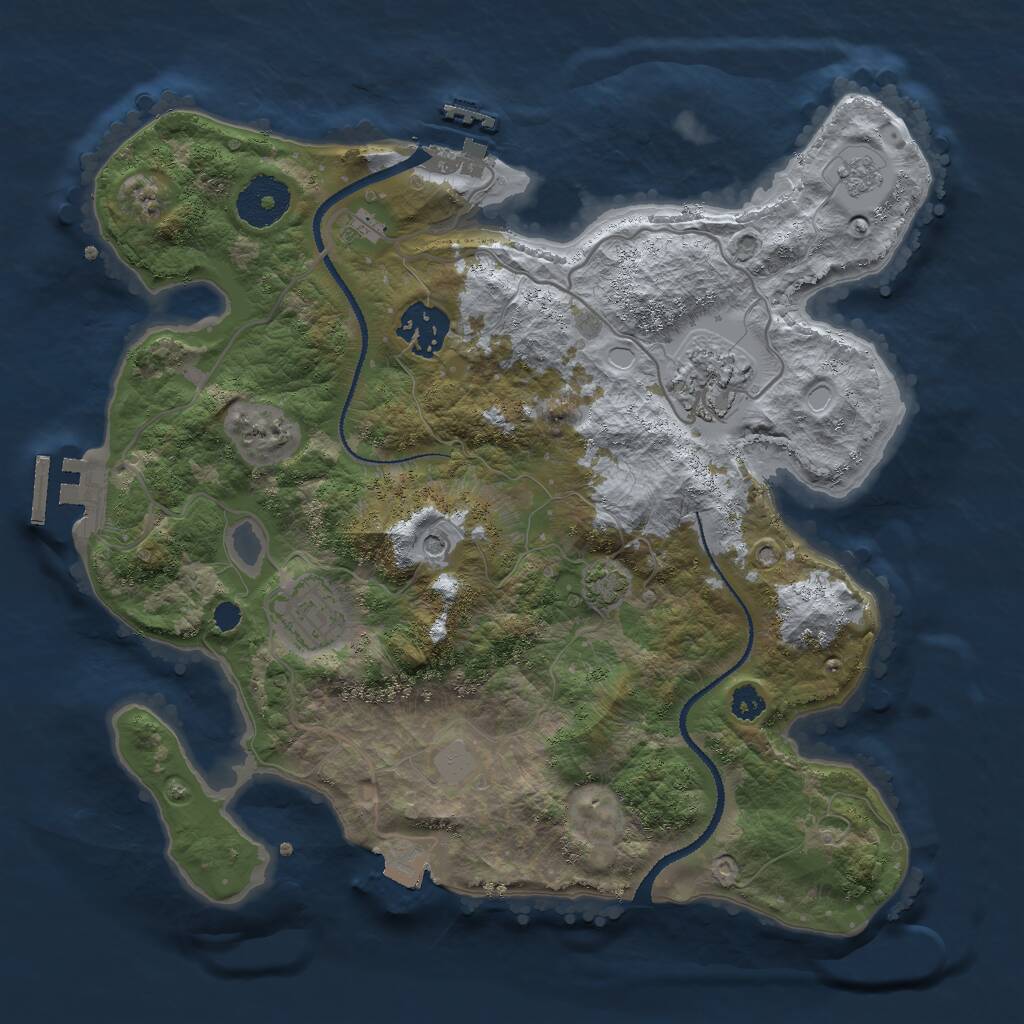 Rust Map: Procedural Map, Size: 3000, Seed: 2062120370, 9 Monuments