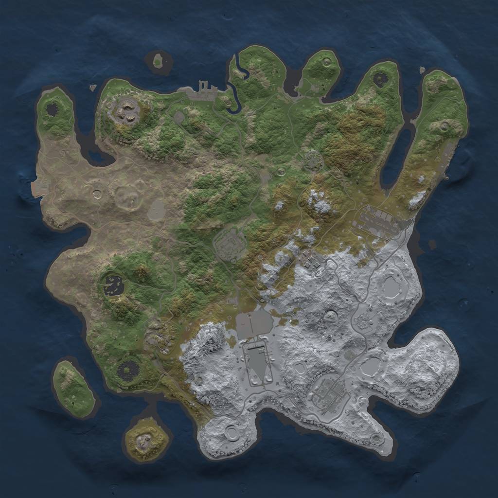 Rust Map: Procedural Map, Size: 3500, Seed: 482325178, 16 Monuments