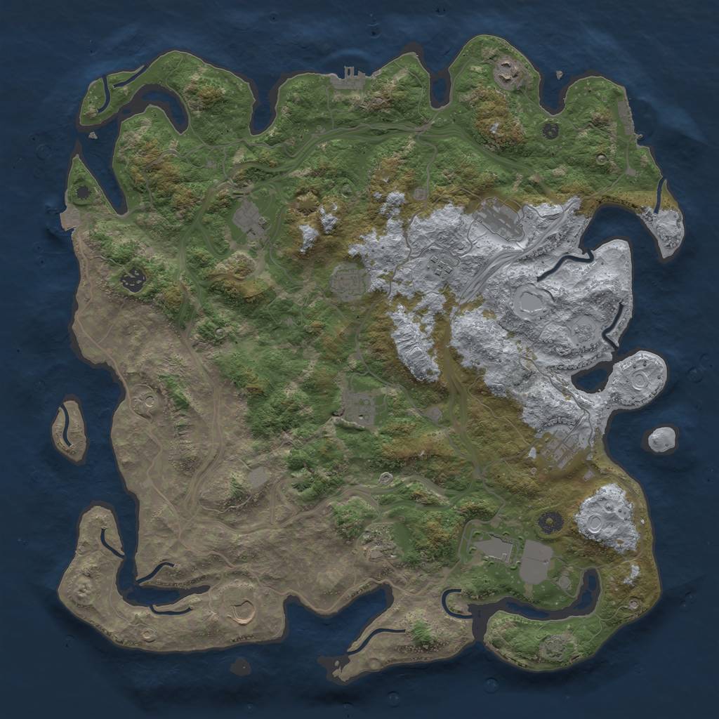 Rust Map: Procedural Map, Size: 4500, Seed: 2100156667, 19 Monuments