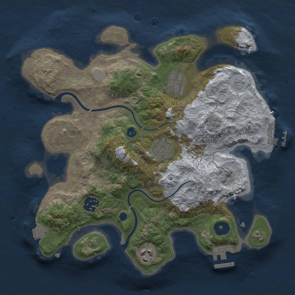 Rust Map: Procedural Map, Size: 3000, Seed: 973377299, 11 Monuments