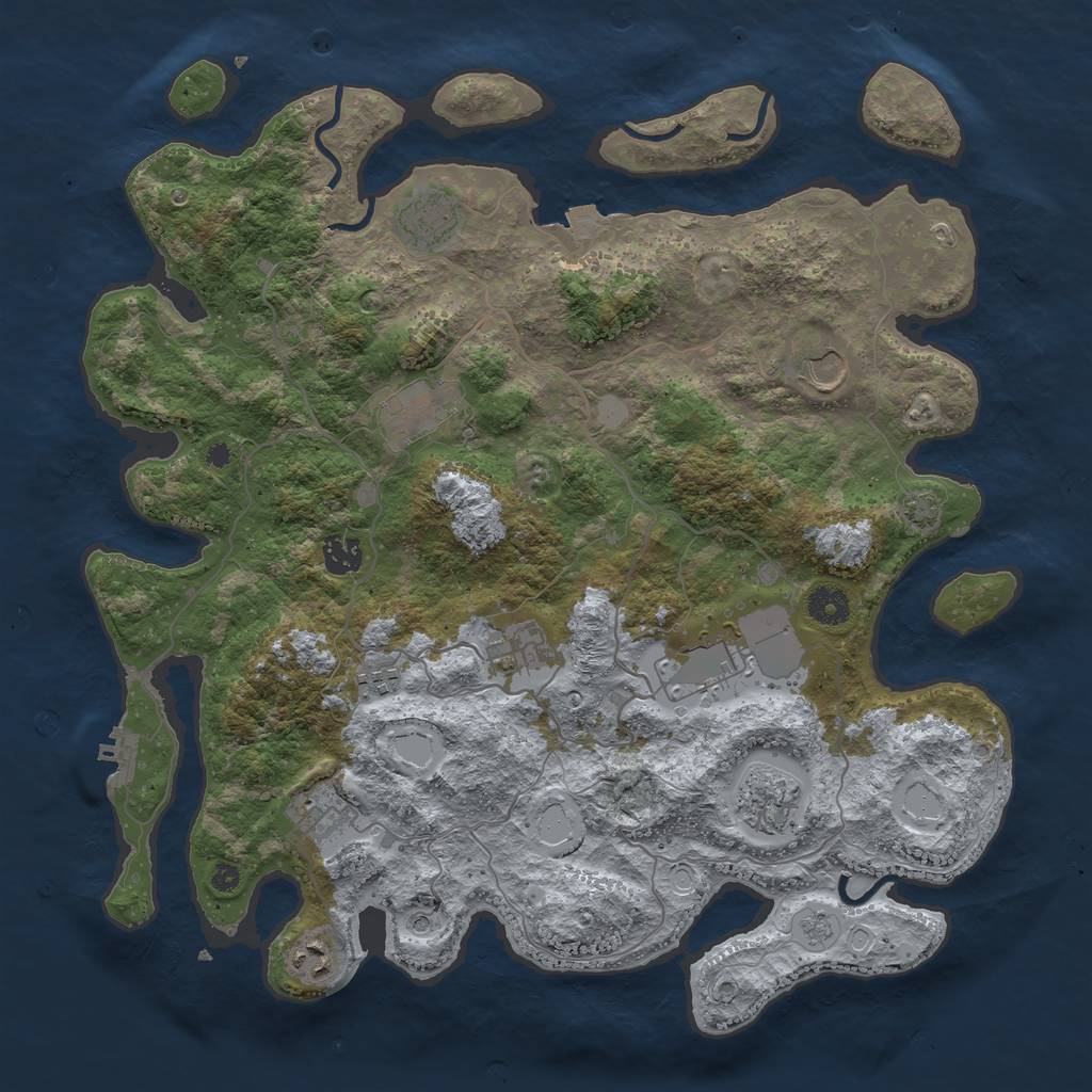 Rust Map: Procedural Map, Size: 4000, Seed: 1291887956, 17 Monuments