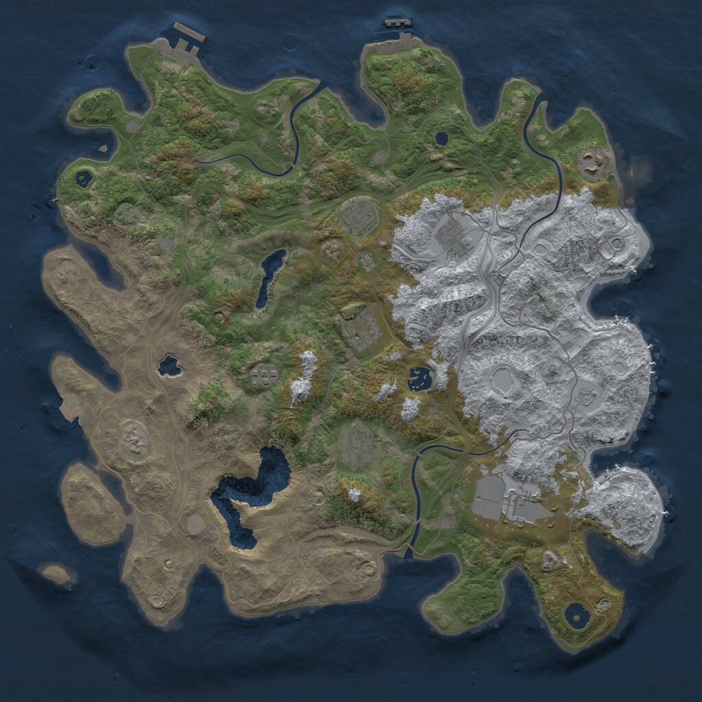 Rust Map: Procedural Map, Size: 4250, Seed: 671354956, 14 Monuments