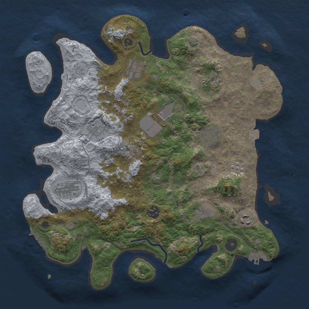 Rust Map: Procedural Map, Size: 3700, Seed: 1936392950, 18 Monuments
