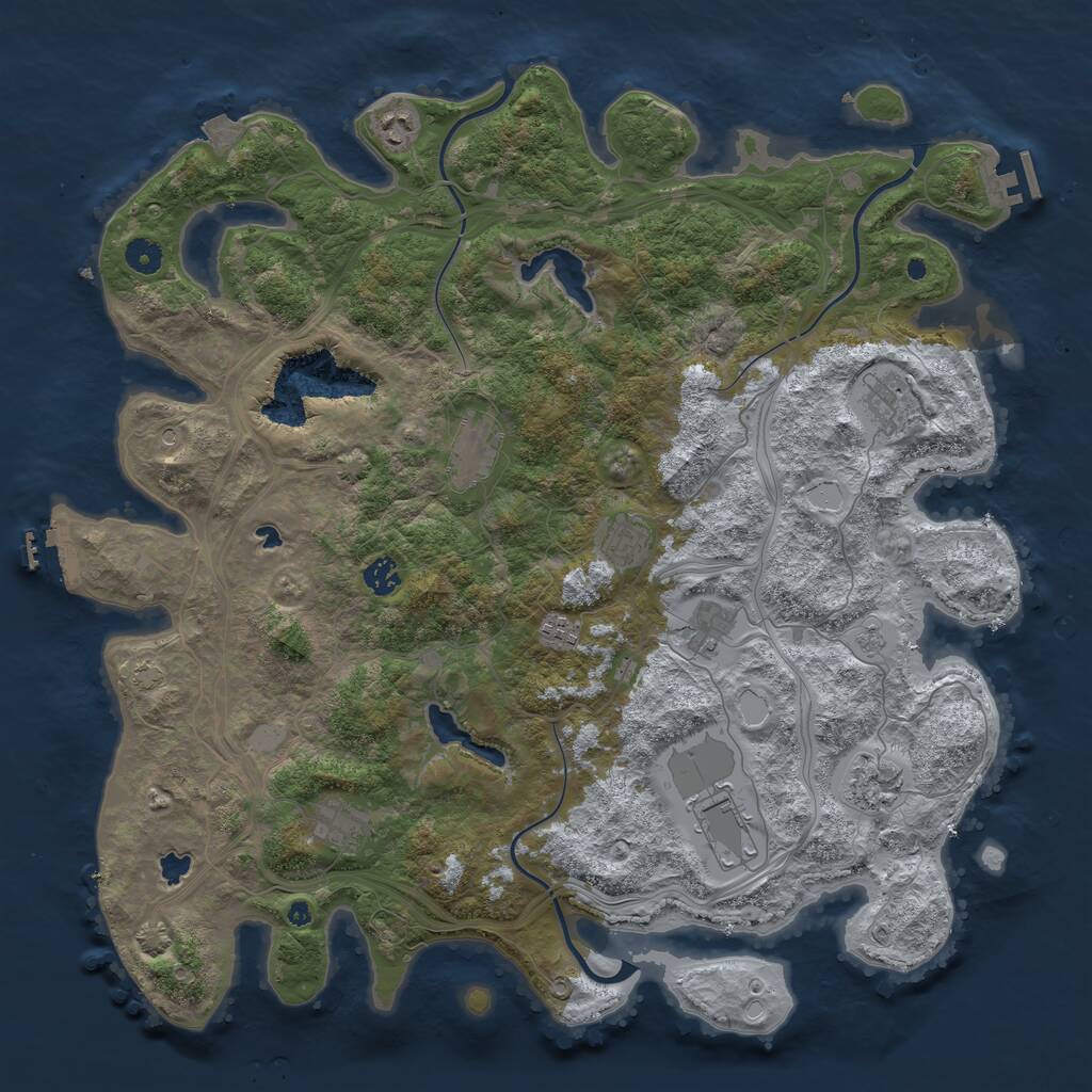 Rust Map: Procedural Map, Size: 4500, Seed: 126167, 16 Monuments