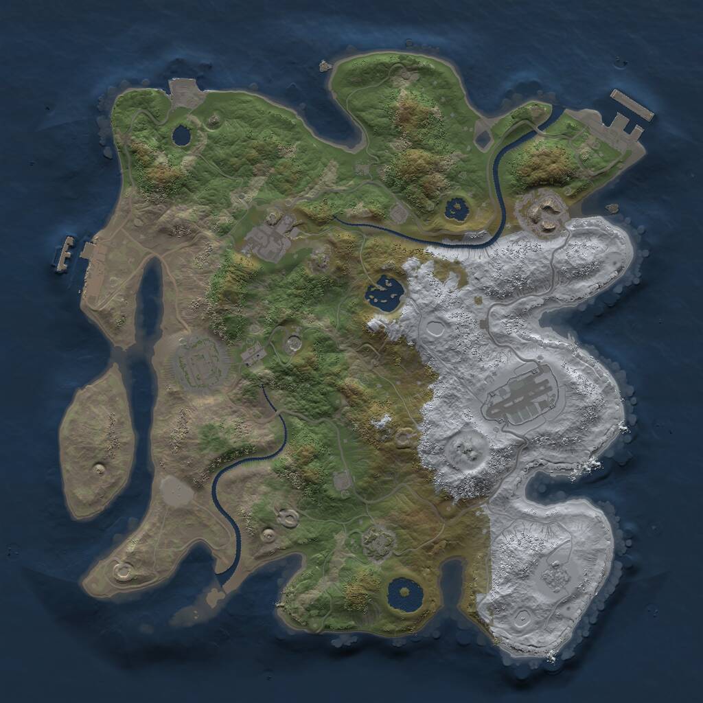 Rust Map: Procedural Map, Size: 3000, Seed: 934651328, 11 Monuments