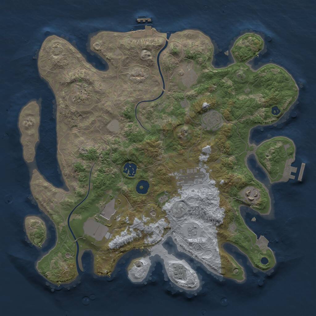 Rust Map: Procedural Map, Size: 3500, Seed: 134567892, 14 Monuments