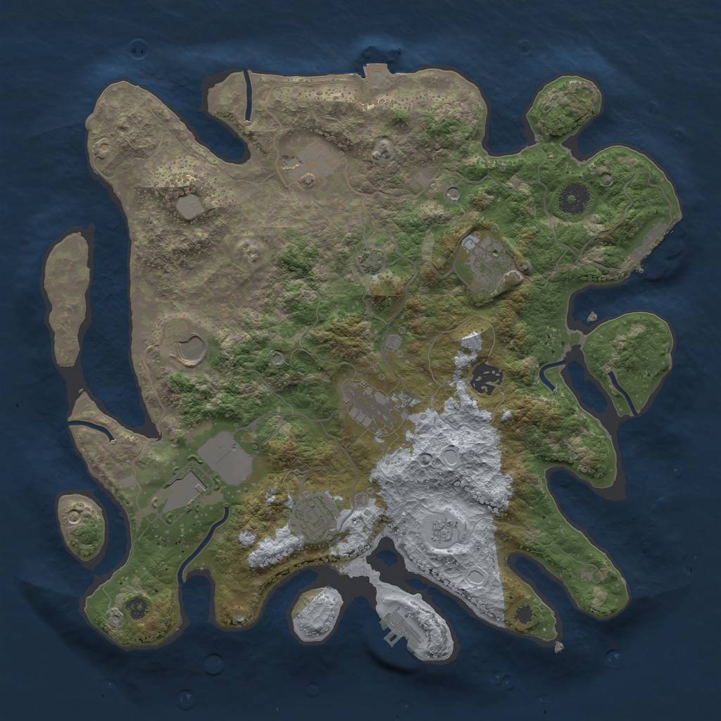 Rust Map: Procedural Map, Size: 3500, Seed: 134567892, 15 Monuments