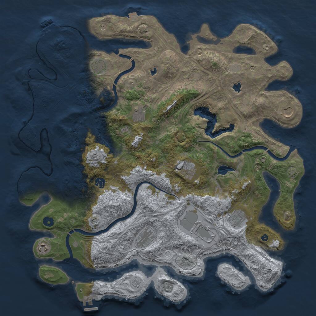Rust Map: Procedural Map, Size: 4500, Seed: 309416299, 16 Monuments