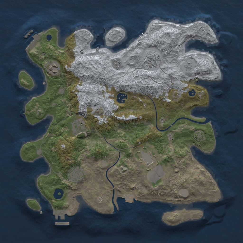 Rust Map: Procedural Map, Size: 3500, Seed: 23212544, 13 Monuments