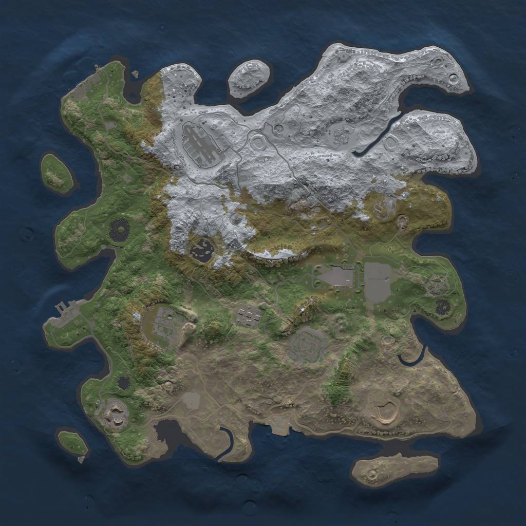 Rust Map: Procedural Map, Size: 3500, Seed: 23212544, 16 Monuments