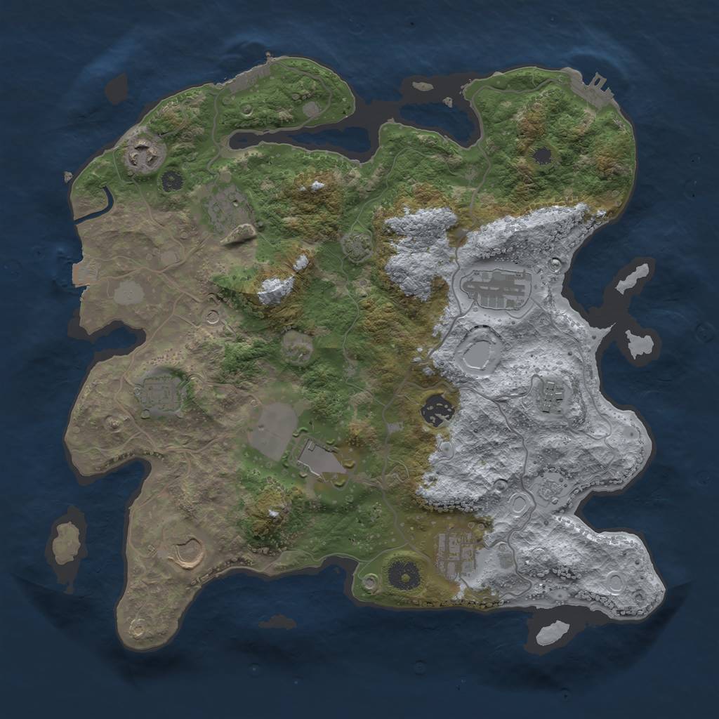 Rust Map: Procedural Map, Size: 3500, Seed: 1112322222, 17 Monuments