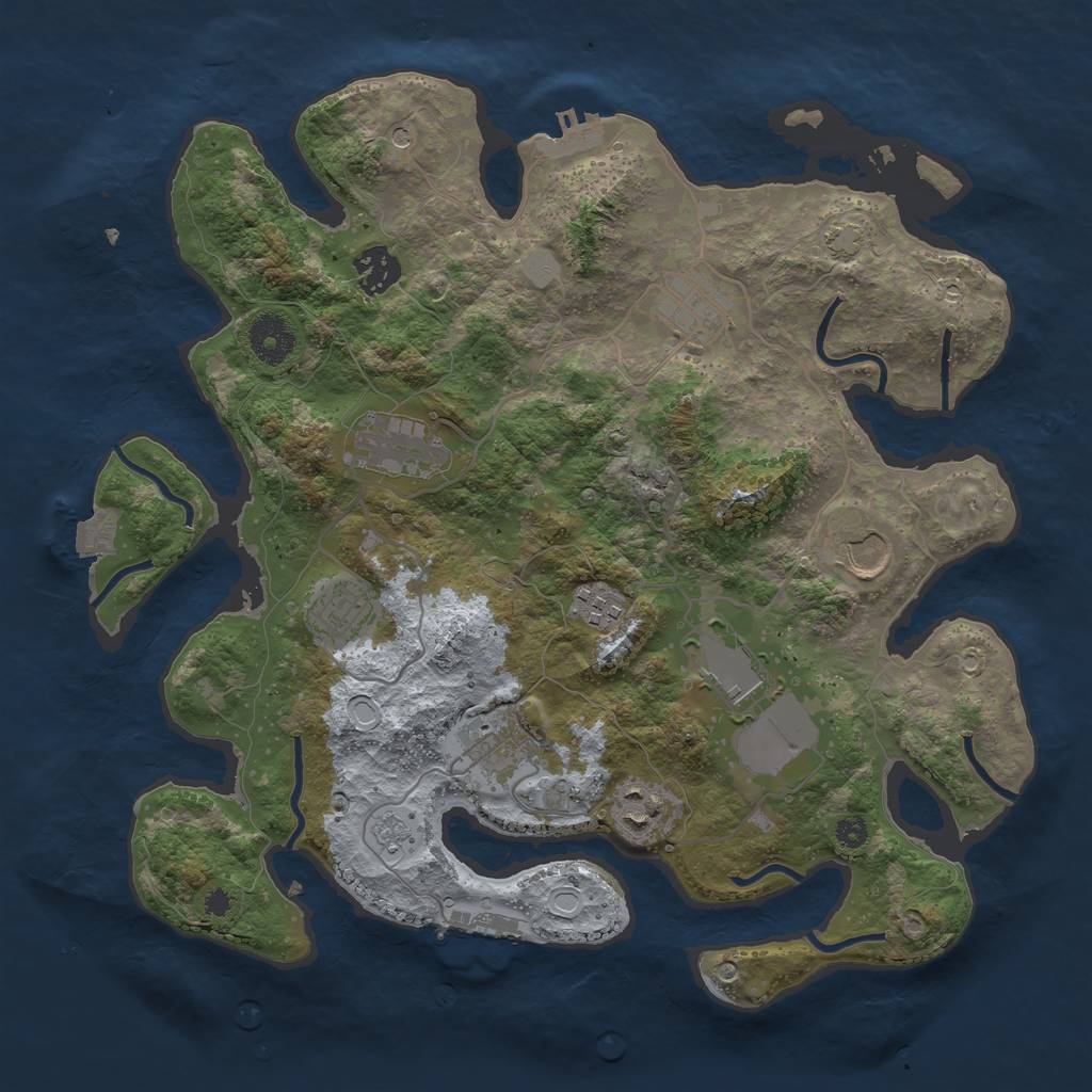 Rust Map: Procedural Map, Size: 3500, Seed: 2142562213, 17 Monuments