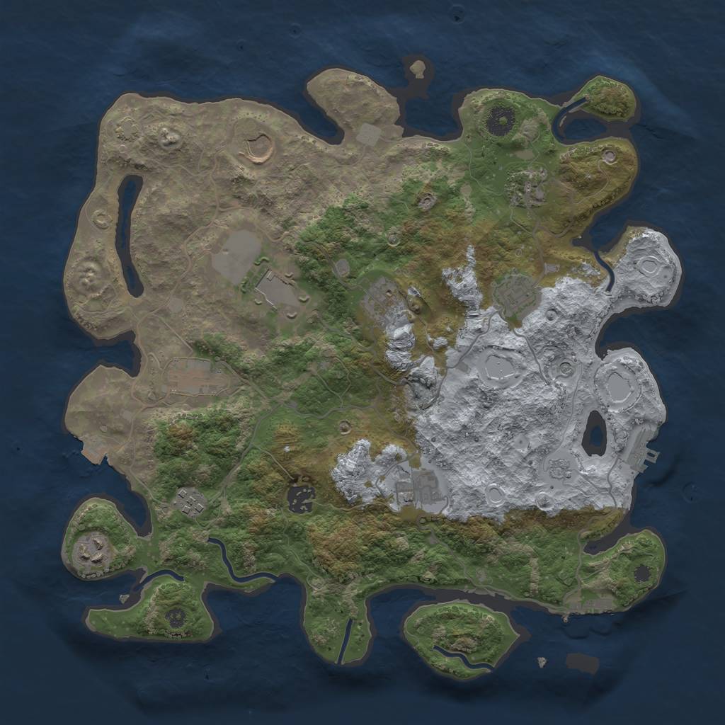 Rust Map: Procedural Map, Size: 3700, Seed: 1783715, 18 Monuments