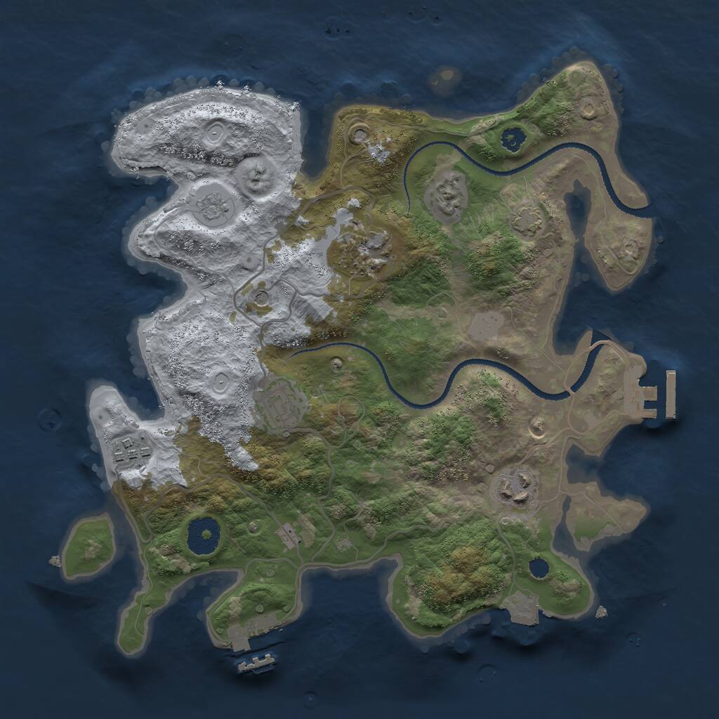 Rust Map: Procedural Map, Size: 3000, Seed: 1072895241, 10 Monuments