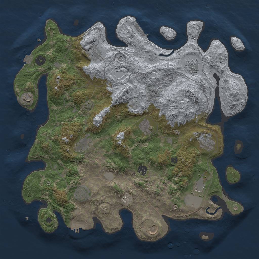 Rust Map: Procedural Map, Size: 4000, Seed: 1424141939, 19 Monuments