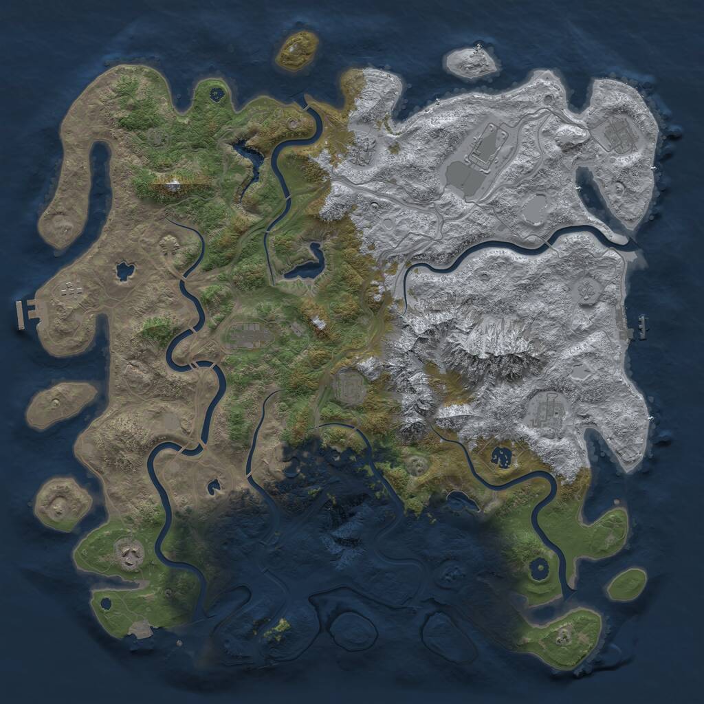 Rust Map: Procedural Map, Size: 5000, Seed: 1835218223, 16 Monuments