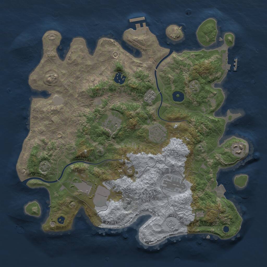 Rust Map: Procedural Map, Size: 3500, Seed: 4645, 13 Monuments