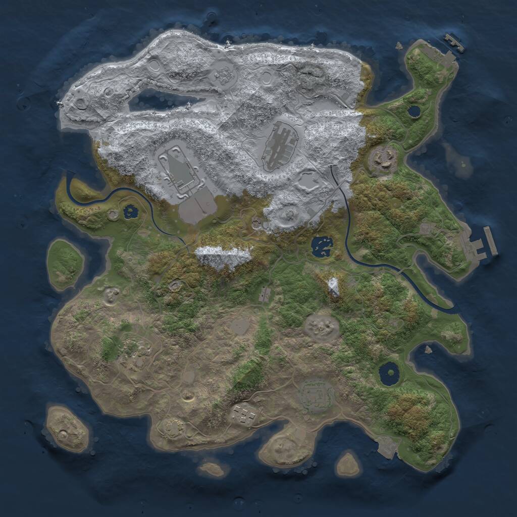 Rust Map: Procedural Map, Size: 3500, Seed: 1238154260, 13 Monuments