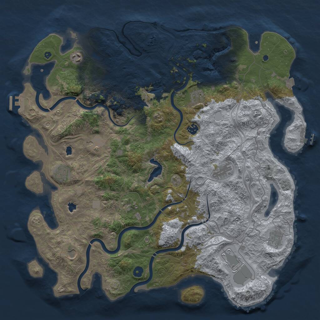 Rust Map: Procedural Map, Size: 4600, Seed: 56458, 17 Monuments