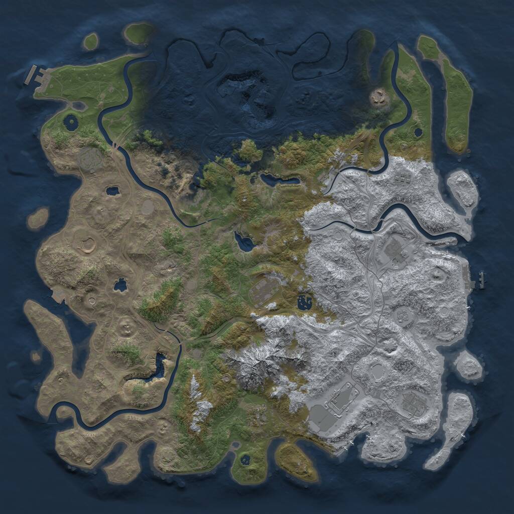 Rust Map: Procedural Map, Size: 5000, Seed: 831474561, 17 Monuments