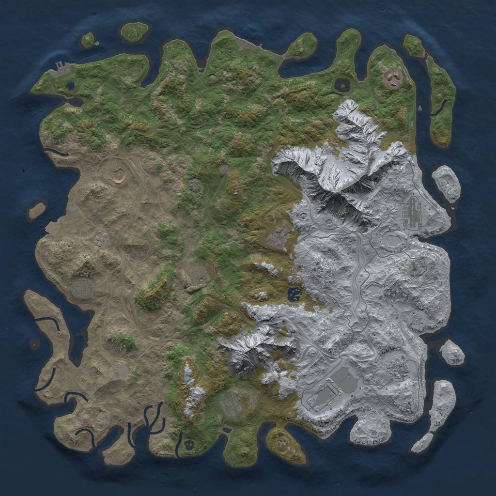 Rust Map: Procedural Map, Size: 5000, Seed: 831474561, 19 Monuments