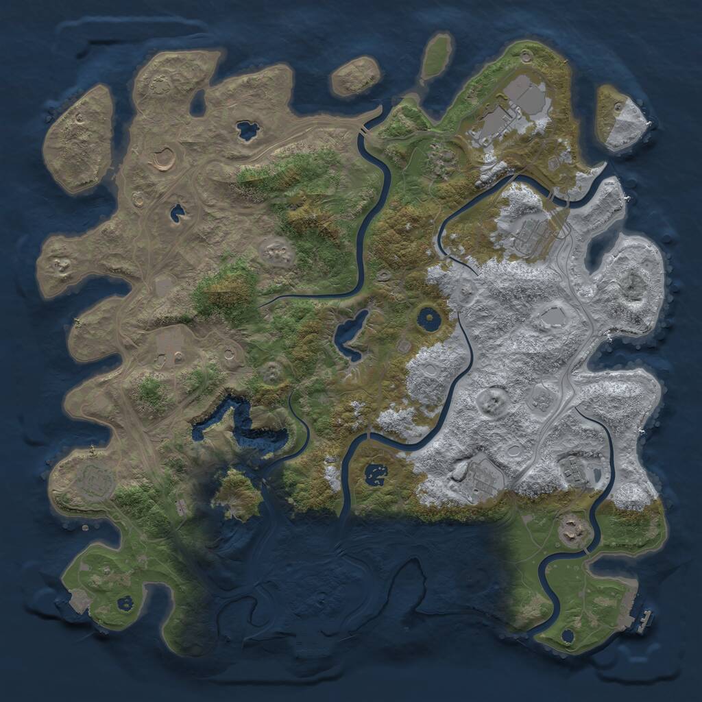 Rust Map: Procedural Map, Size: 4500, Seed: 767552662, 16 Monuments