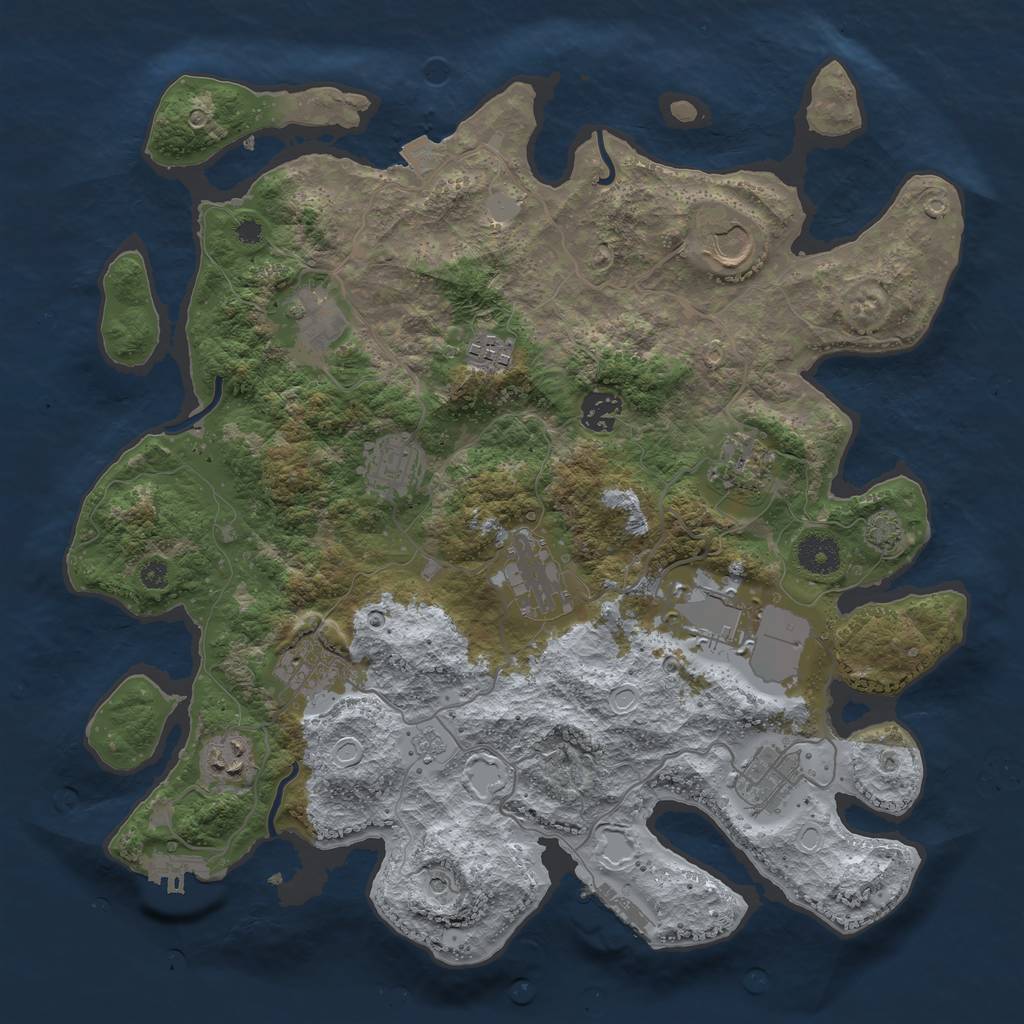 Rust Map: Procedural Map, Size: 3700, Seed: 338852518, 19 Monuments