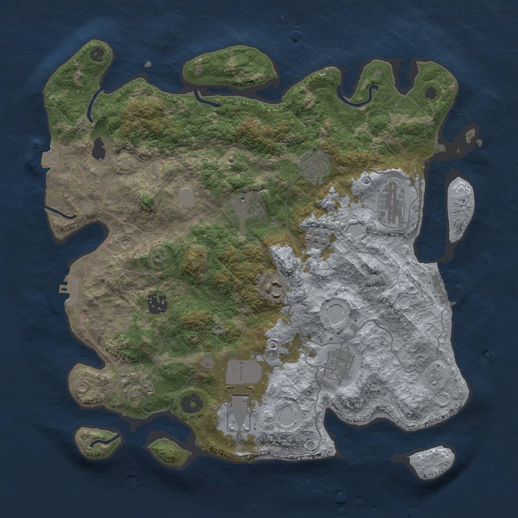 Rust Map: Procedural Map, Size: 3750, Seed: 592398695, 17 Monuments