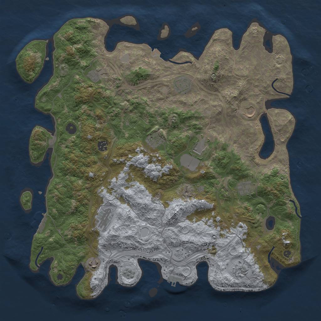 Rust Map: Procedural Map, Size: 4500, Seed: 425255041, 19 Monuments