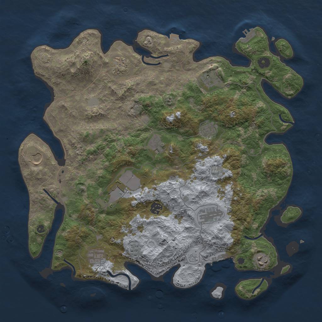 Rust Map: Procedural Map, Size: 4096, Seed: 2343234, 19 Monuments