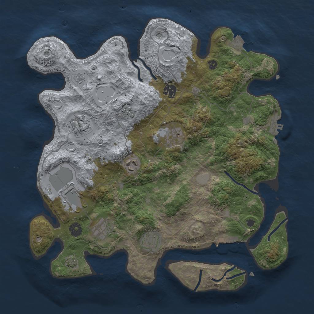 Rust Map: Procedural Map, Size: 3500, Seed: 1593912143, 16 Monuments