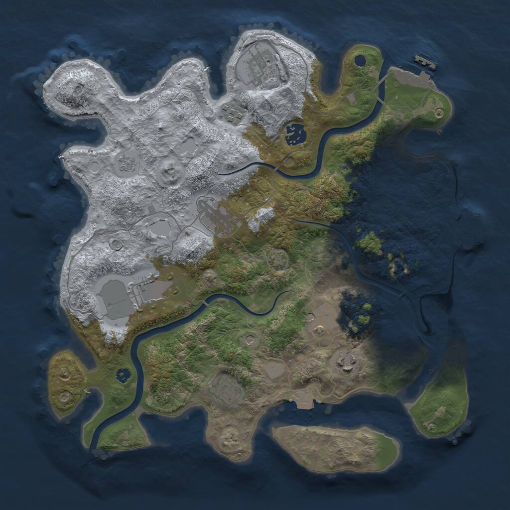Rust Map: Procedural Map, Size: 3500, Seed: 1593912143, 14 Monuments
