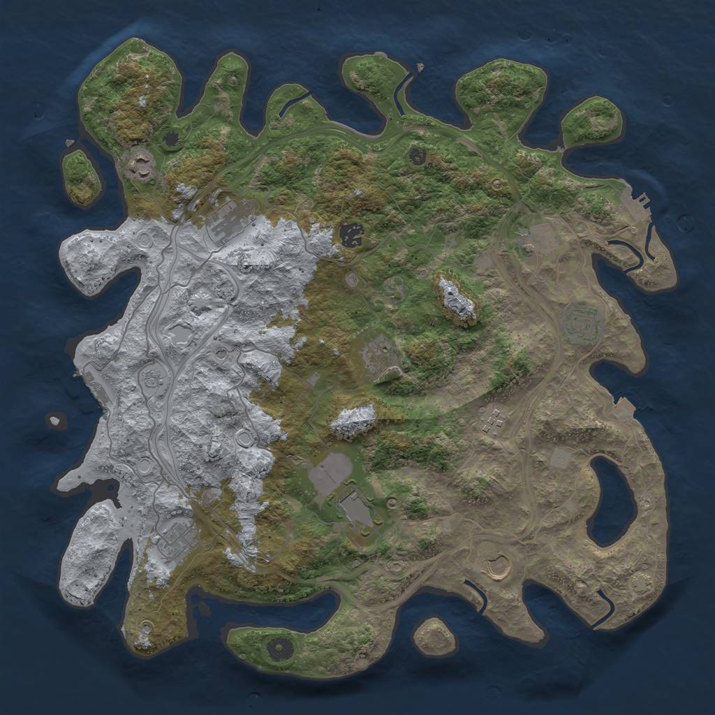 Rust Map: Procedural Map, Size: 4250, Seed: 1051948585, 18 Monuments