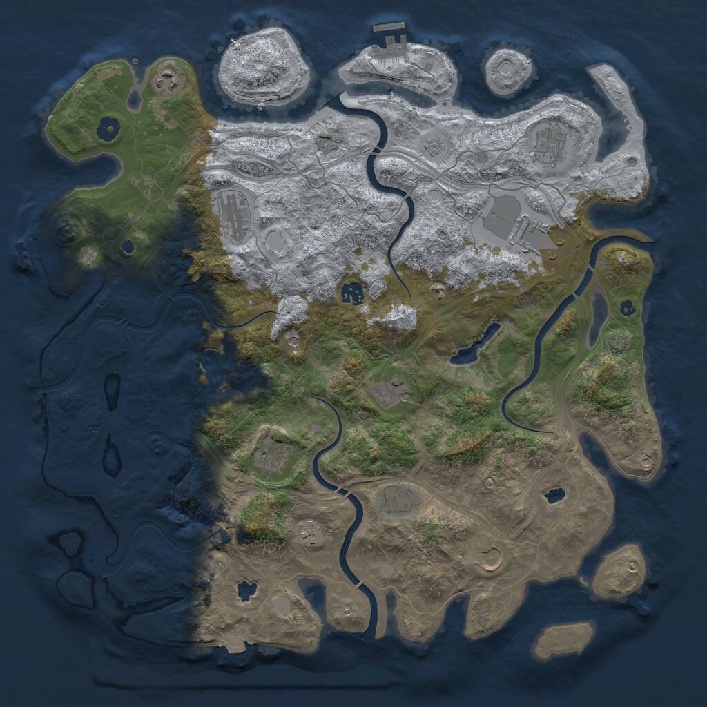 Rust Map: Procedural Map, Size: 4500, Seed: 1641408335, 16 Monuments