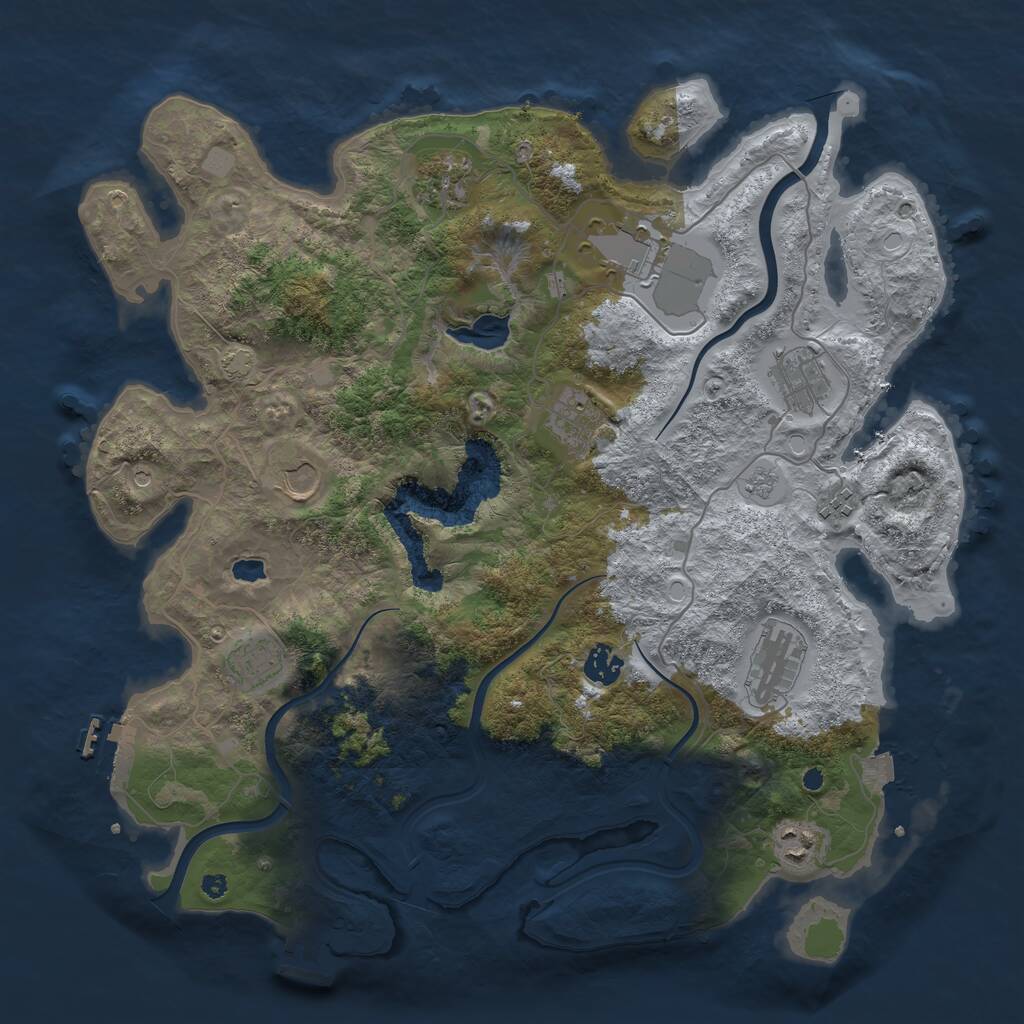 Rust Map: Procedural Map, Size: 4000, Seed: 2396789, 18 Monuments