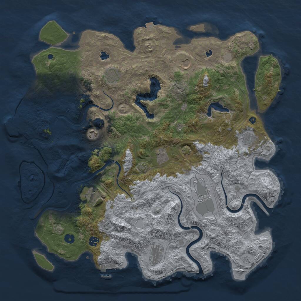 Rust Map: Procedural Map, Size: 4500, Seed: 1007632966, 16 Monuments