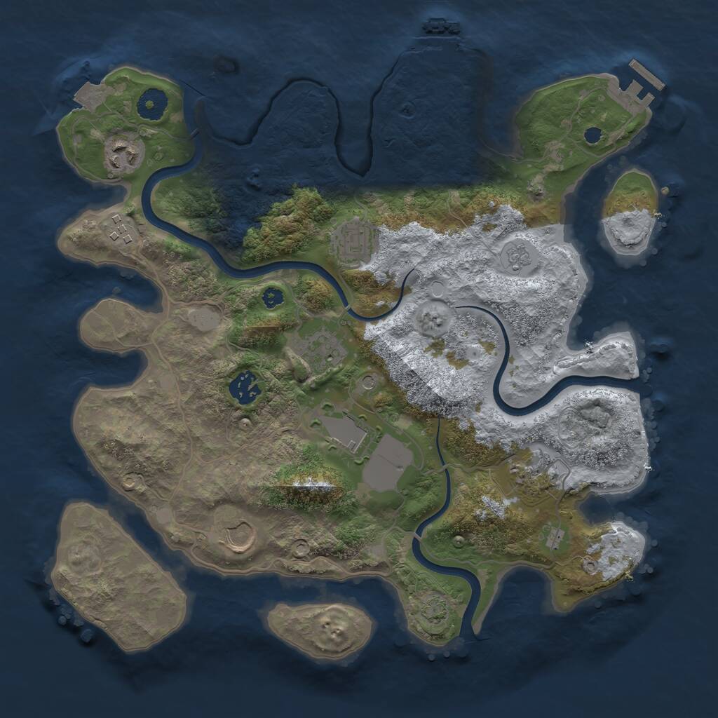 Rust Map: Procedural Map, Size: 3500, Seed: 2124774143, 14 Monuments