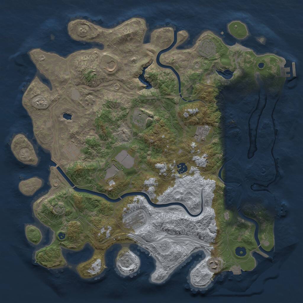 Rust Map: Procedural Map, Size: 4250, Seed: 227830435, 16 Monuments