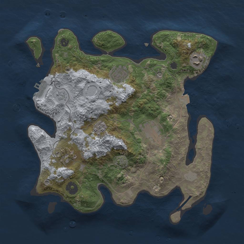 Rust Map: Procedural Map, Size: 3000, Seed: 1098795894, 12 Monuments