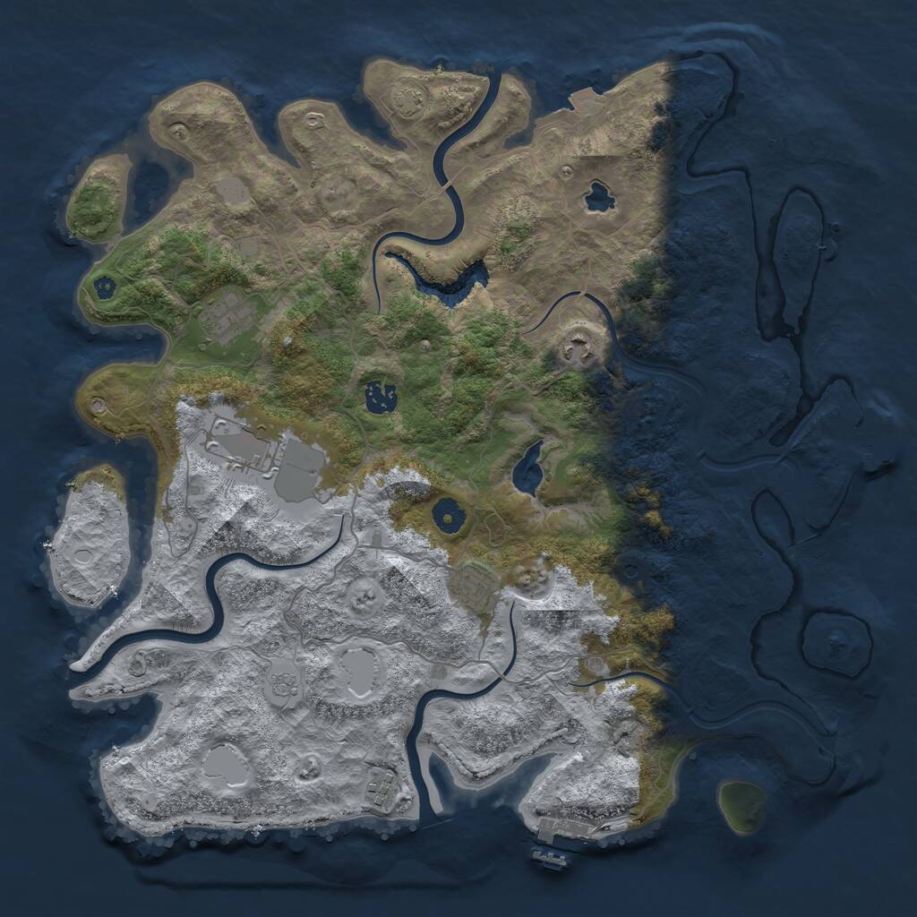 Rust Map: Procedural Map, Size: 4100, Seed: 319560265, 12 Monuments