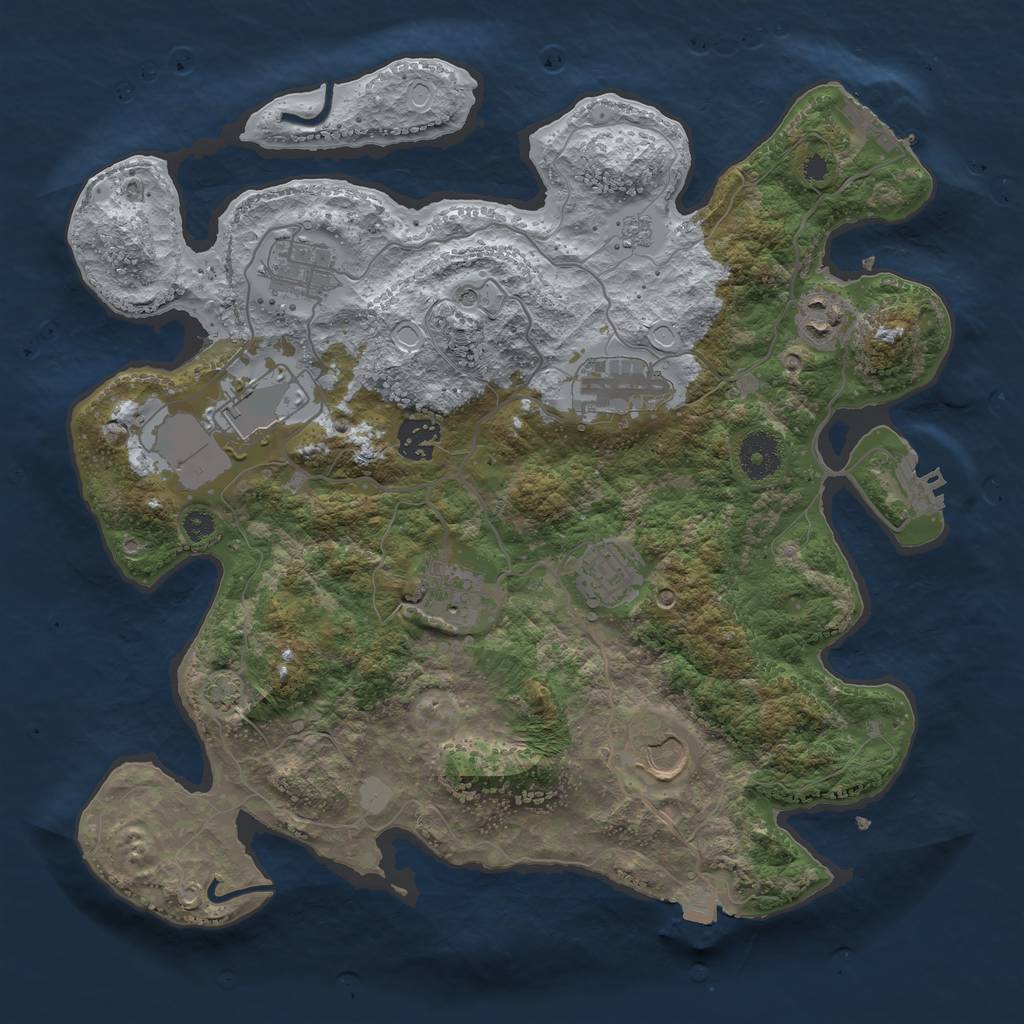 Rust Map: Procedural Map, Size: 3500, Seed: 852362205, 16 Monuments