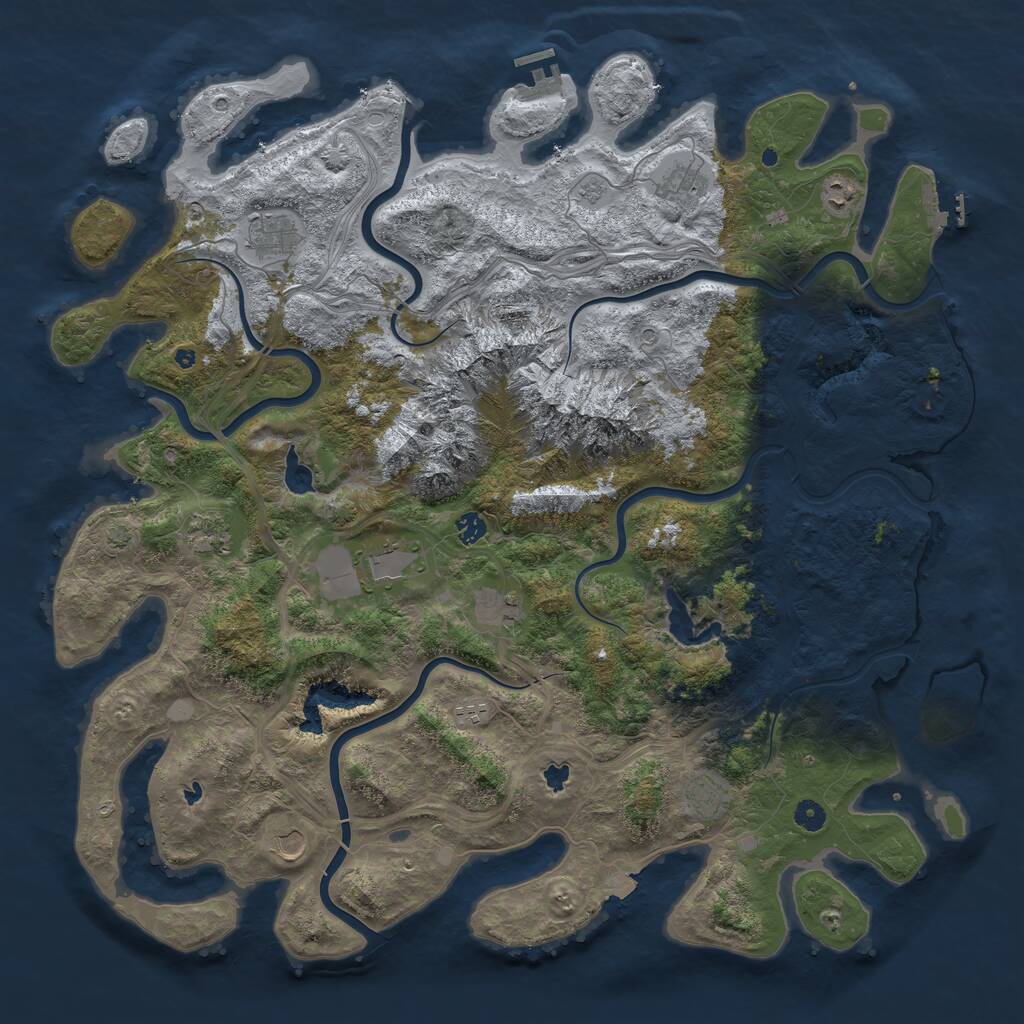 Rust Map: Procedural Map, Size: 5000, Seed: 28354898, 16 Monuments